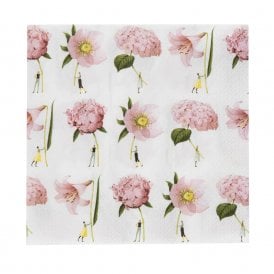 Pink Flowers Paper Napkins