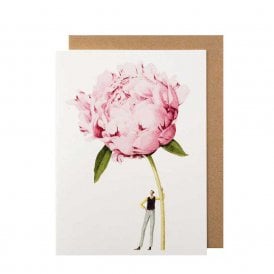 Pink Peony Greetings Card