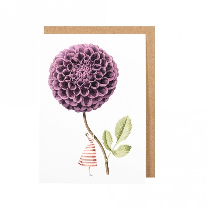 Laura Stoddart Purple Dahlia Greetings Card
