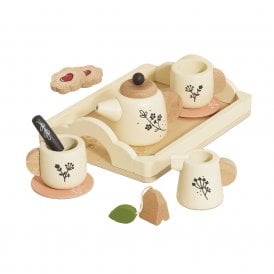 Honeybake 12 Piece Wooden Toy Tea Set and Tray
