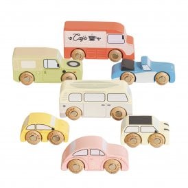 Vintage Wooden Toy Vehicles Set
