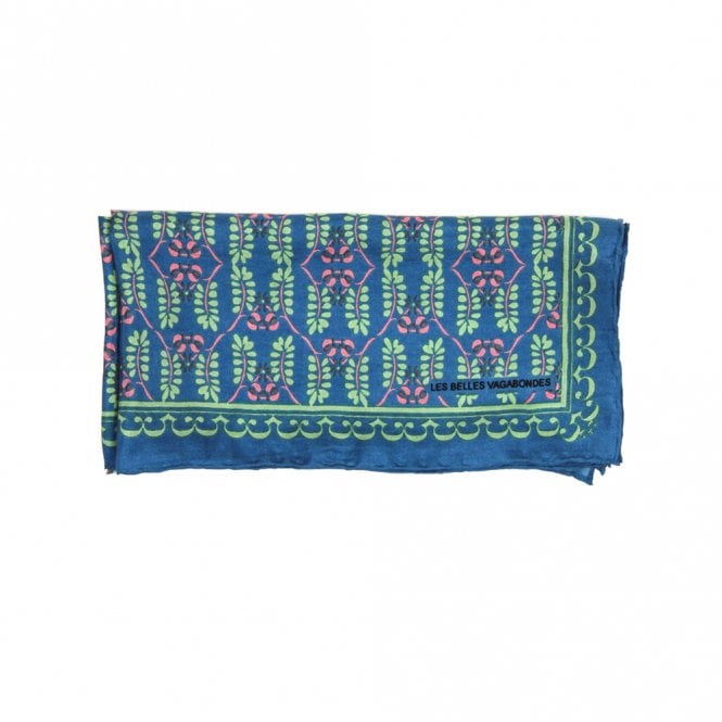 Les Belles Vagabondes Albertine Bleu Blue Mini Silk Scarf