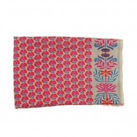 Marigold Fuchsia Beige Wool Scarf