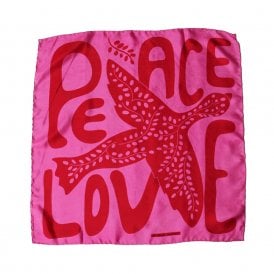 Peace & Love Fuchsia Mini Silk Scarf