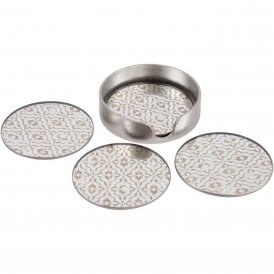 Diamond Set of 4 Antique Gold Round Coasters