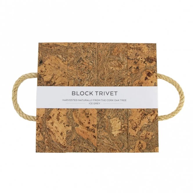 Liga Ice Grey Block Marble Cork Trivet