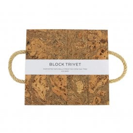 Ice Grey Block Marble Cork Trivet