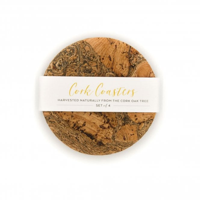 Liga Ice Grey Cork Round Coaster Set