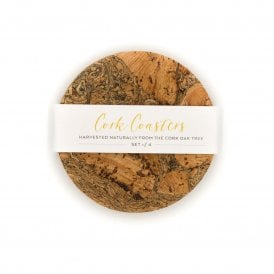 Ice Grey Cork Round Coaster Set