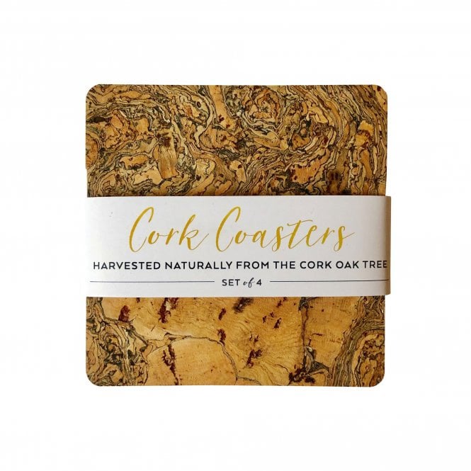 Liga Ice Grey Cork Square Coaster Set