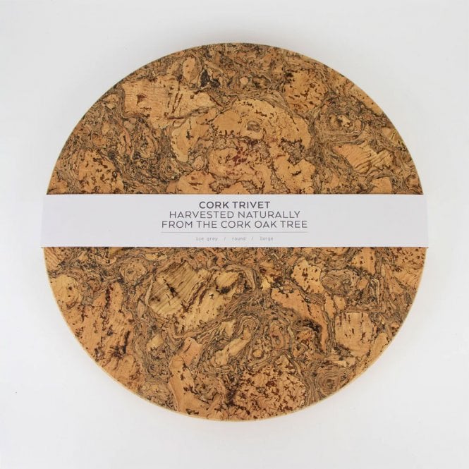 Liga Large Ice Grey Cork Round Trivet