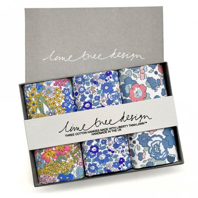 Lime Tree Design Cornflower Liberty Tana Lawn™ Set of 3 Hankies