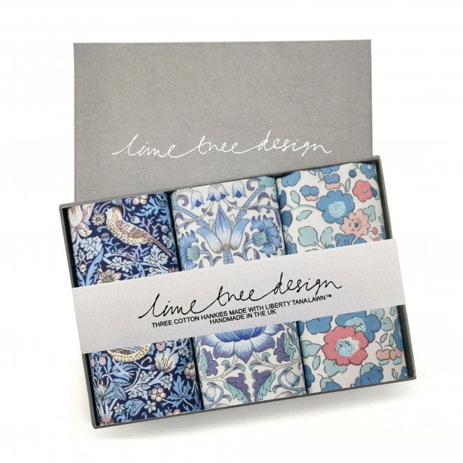 Lime Tree Design Periwinkle Liberty Tana Lawn Set of 3 Hankies
