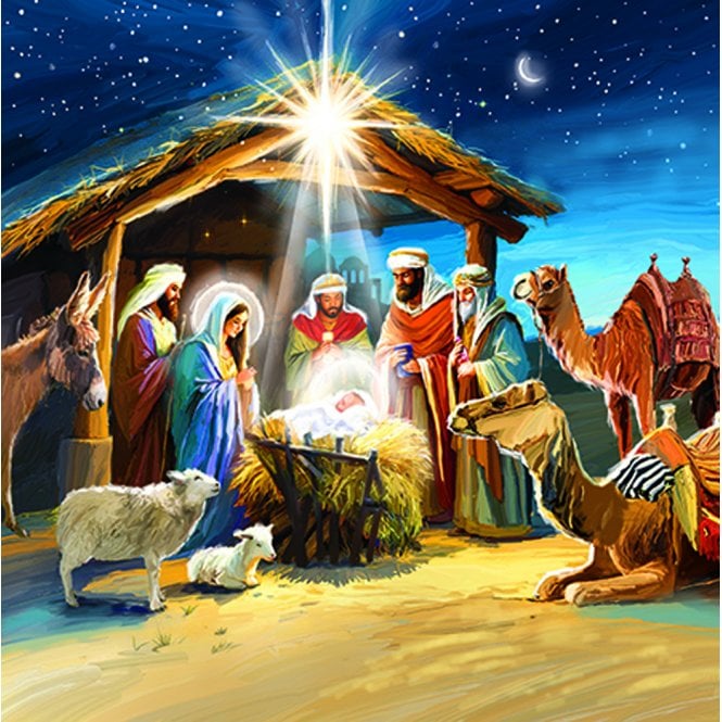 Ling Design Around The Manger Box of 12 Christmas Cards