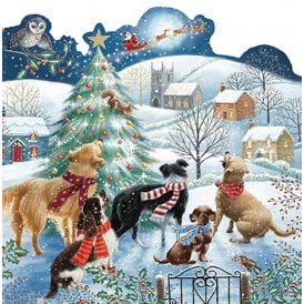 Dogs Around The Tree Pack of 10 Christmas Cards