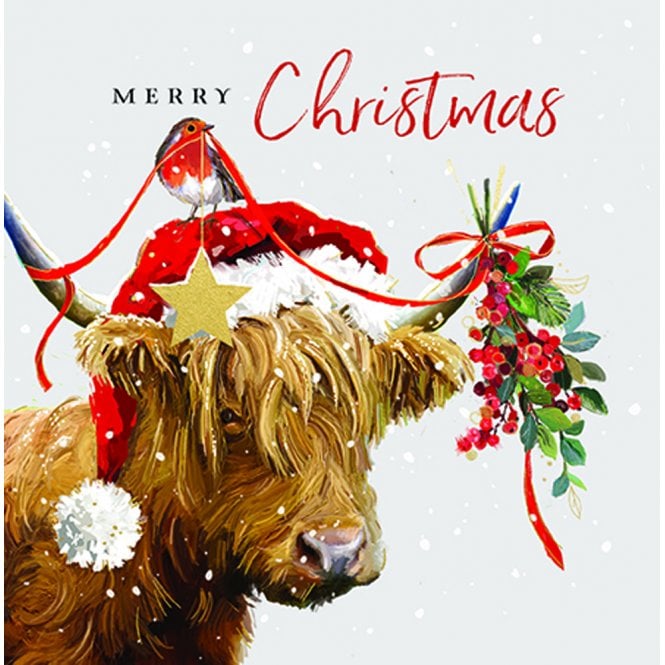 Ling Design Festive Highland Cow Pack of 10 Christmas Cards