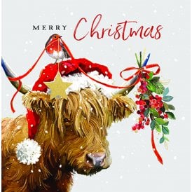 Festive Highland Cow Pack of 10 Christmas Cards