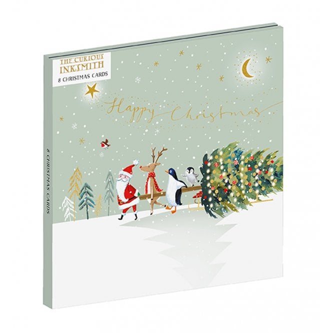 Ling Design Santa and Friends Wallet Pack of 8 Christmas Cards