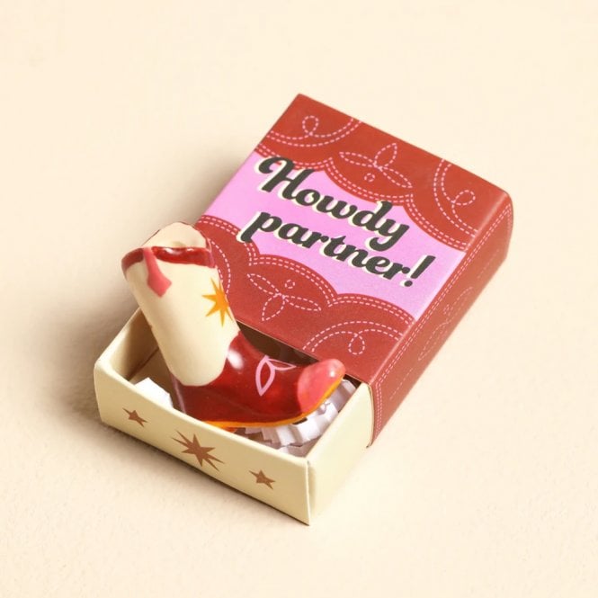 Lisa Angel Tiny Matchbox Ceramic Cowboy Boot Token