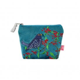 Blackbird and Berries Teal Velvet Mini Purse