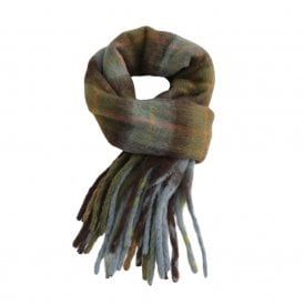 Blue Tartan Wool Scarf