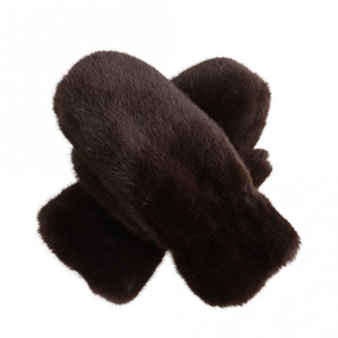 Lua Brown Faux Fur Mittens
