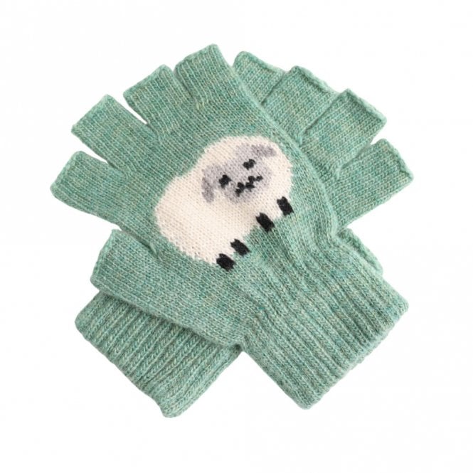 Lua Duck Egg Blue Sheep Fingerless Gloves