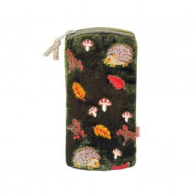 Hedgehogs Dark Olive Velvet Glasses Purse