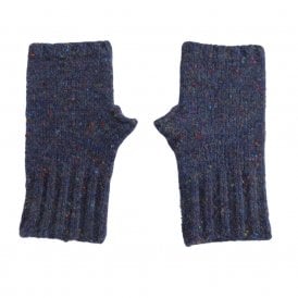 Navy Speckled Fingerless Gloves