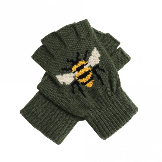 Lua Olive Bee Fingerless Gloves