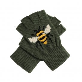 Olive Bee Fingerless Gloves