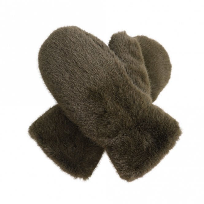 Lua Olive Faux Fur Mittens