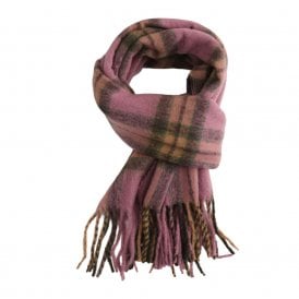 Pink Tartan Wool Scarf
