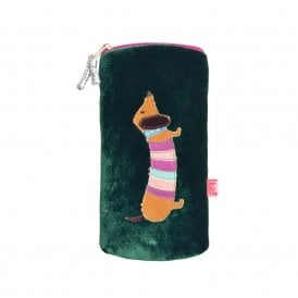 Sausage Dog Emerald Velvet Glasses Purse