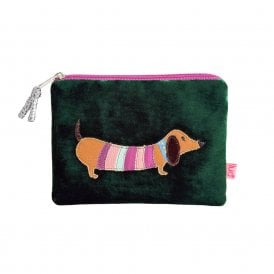 Sausage Dog Emerald Velvet Purse