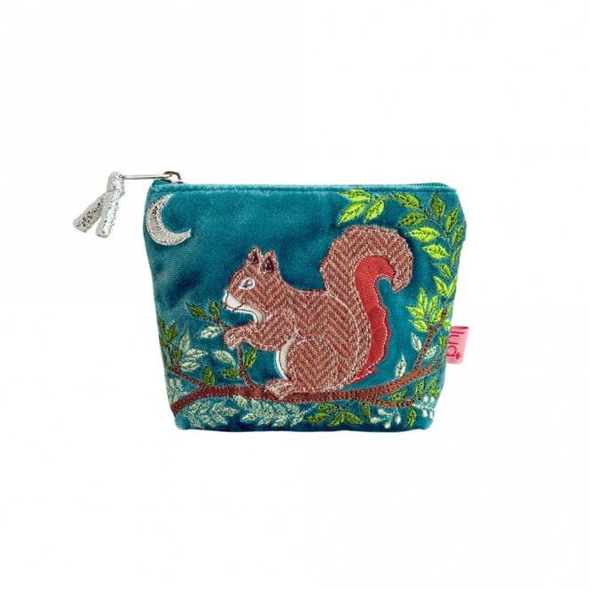 Lua Squirrel Teal Velvet Mini Purse