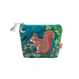 Squirrel Teal Velvet Mini Purse