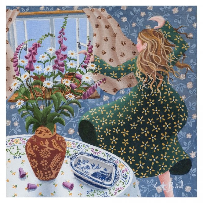Lucy Almey Bird Foxgloves & Oxeyes Card