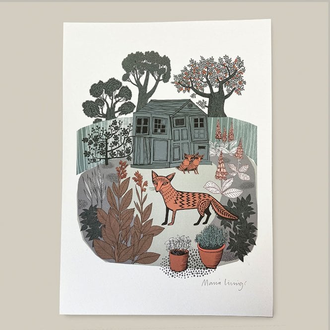 Lush Designs Garden Foxes A3 Unframed Print
