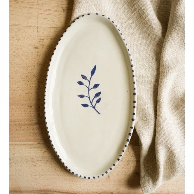 MeanWhile Ink Botanic Oval Serving Plate
