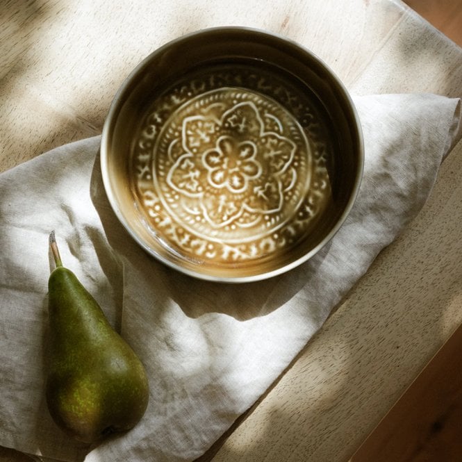 MeanWhile Taupe Enamel Serving Dish