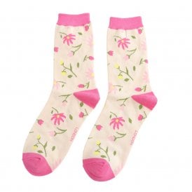 Cream Pretty Flowers Socks