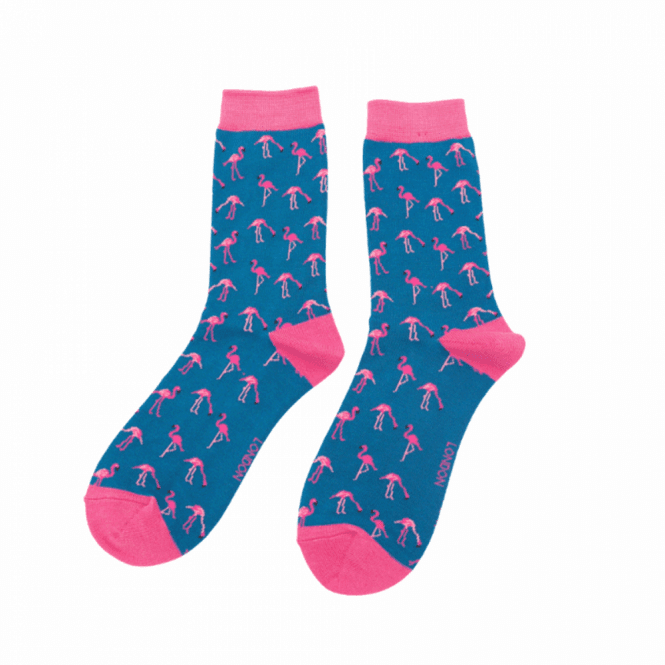 Miss Sparrow Denim Wild Flamingo Ankle Socks