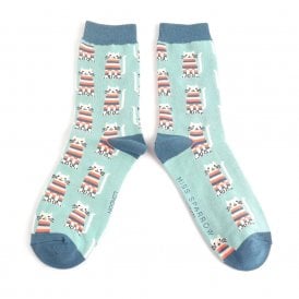Duck Egg Cosy Kittens Socks