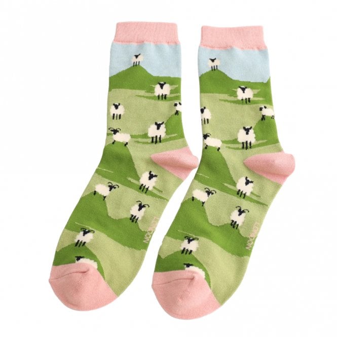 Miss Sparrow Duck Egg Highland Sheep Socks