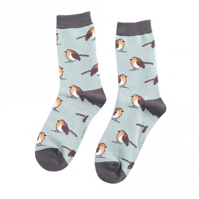 Miss Sparrow Duck Egg Multi Robins Ankle Socks