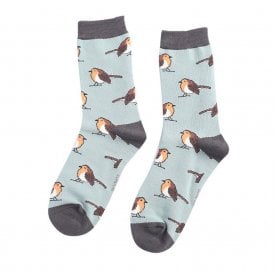 Duck Egg Multi Robins Ankle Socks