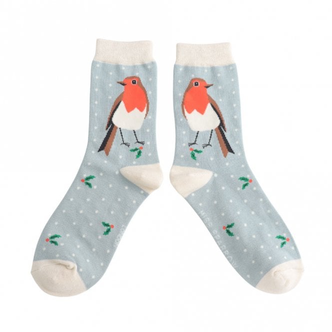 Miss Sparrow Duck Egg Robin Ankle Socks