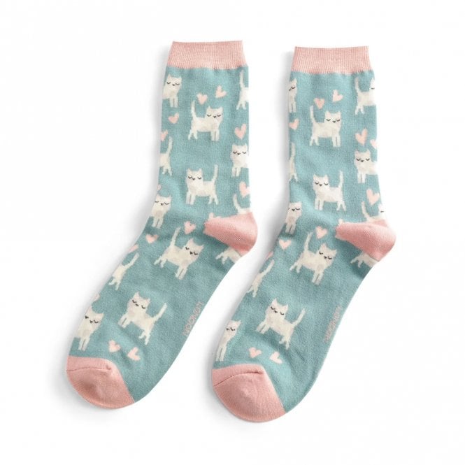 Miss Sparrow Duck Egg Sleepy Cats Socks