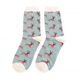 Duck Egg Xmas Sausage Dogs Socks